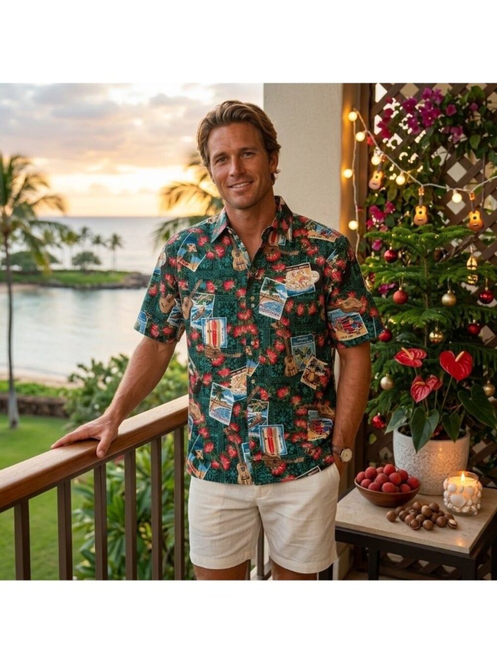 Reyn Spooner 2017 Mele Kalikimaka Christmas Hawaiian Button Up Shirt Mens Large